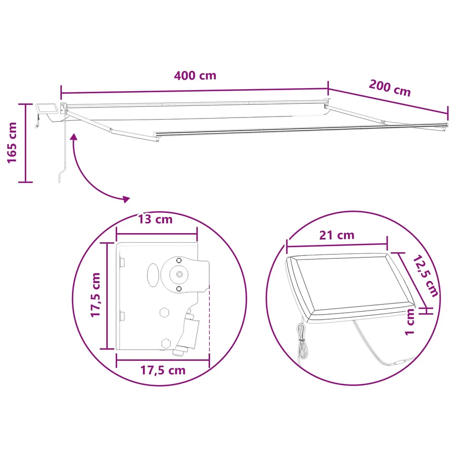 Store rétractable manuel avec LEDs Sable - 9