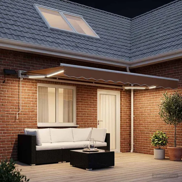 Cadre de store manuel avec LEDs Sable 4 x 2 m
