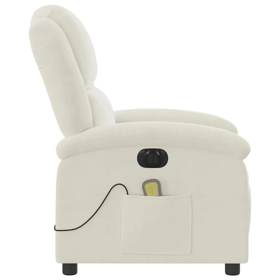 Fauteuil inclinable de massage électrique crème velours - 11