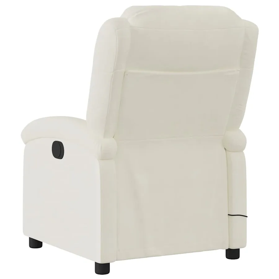 Fauteuil inclinable de massage électrique crème velours - 6
