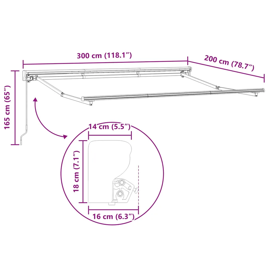 Auvent rétractable manuel Blanc 3 x 2 m - 10