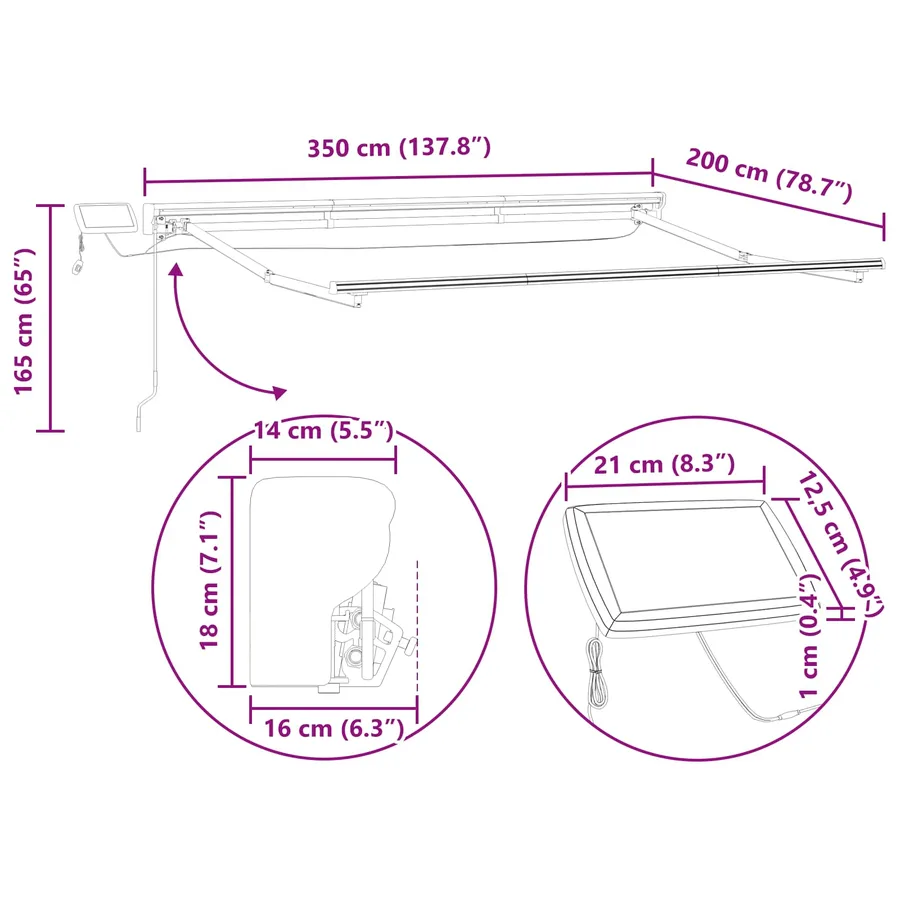 Cadre de store manuel avec LEDs 3,5 x 2 m - 13