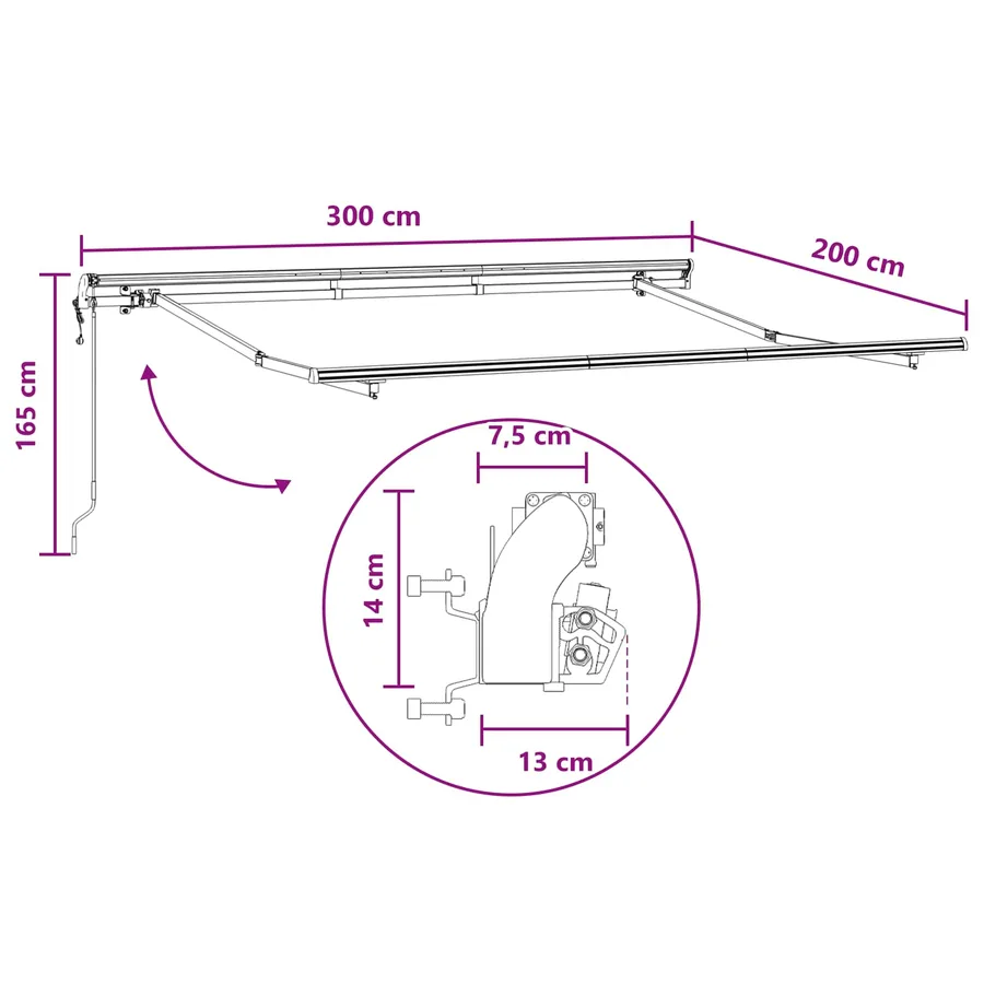 Auvent Rétractable Sable 3 x 2 m tissu - 8
