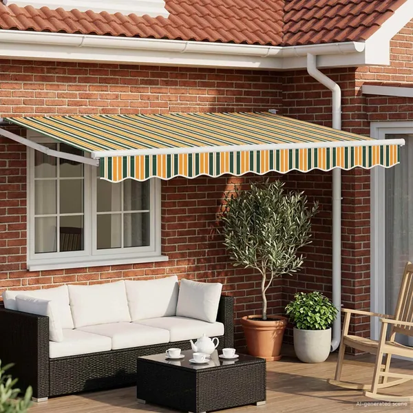 Auvent rétractable Vert et jaune 2,5 x 2 m Polyester et métal