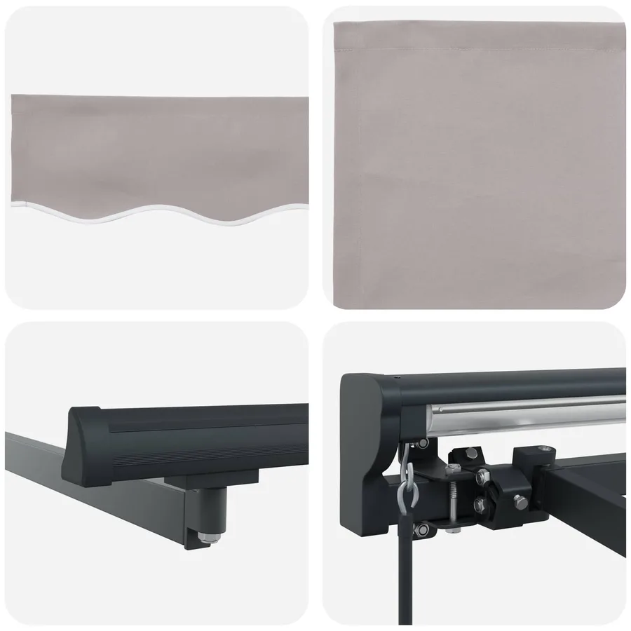 Auvent rétractable manuel Gris clair 4,5 × 3,5 m - 7