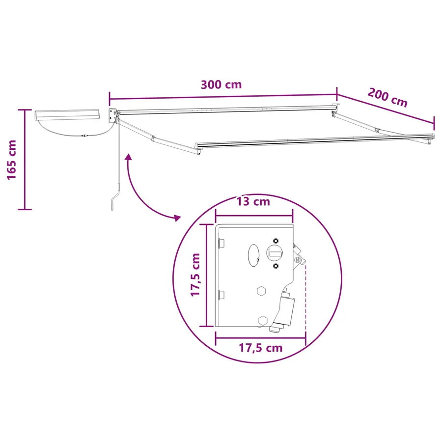 Auvent rétractable électrique Sable 100% Polyester et Aluminium - 9