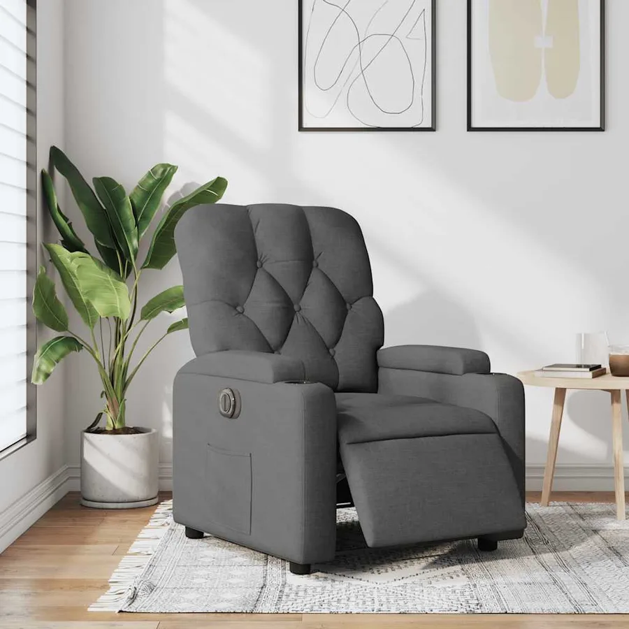 Fauteuil inclinable électrique Gris foncé Tissu - 15