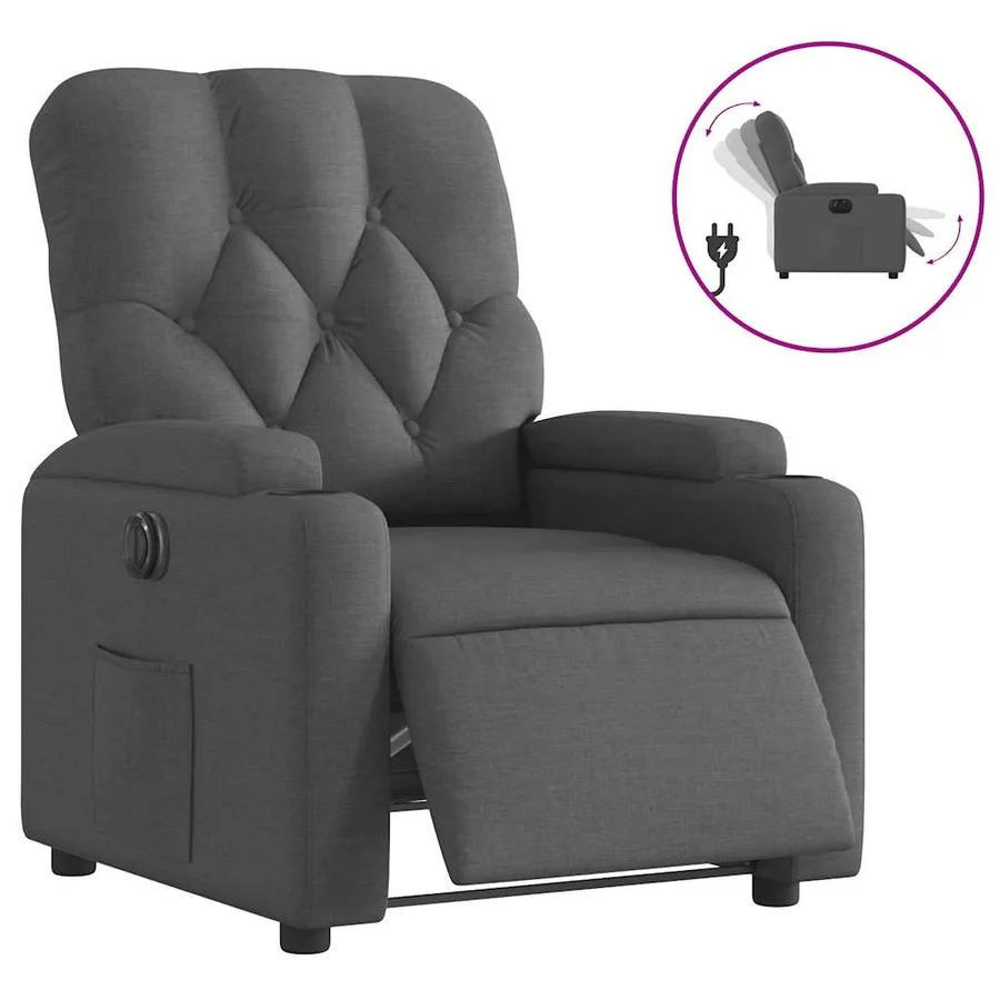 Fauteuil inclinable électrique Gris foncé Tissu - 2