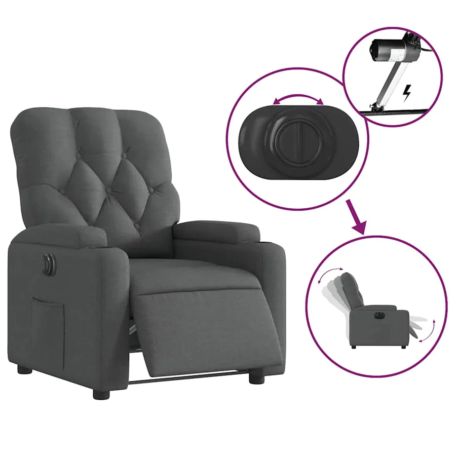 Fauteuil inclinable électrique Gris foncé Tissu - 6