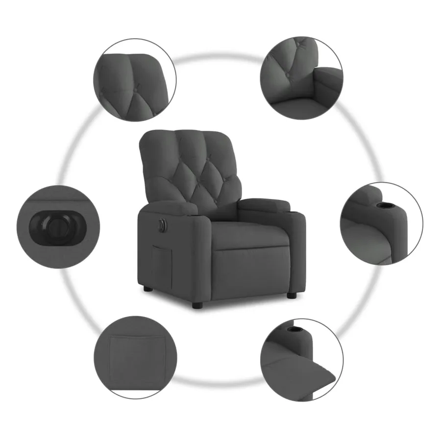Fauteuil inclinable électrique Gris foncé Tissu - 8