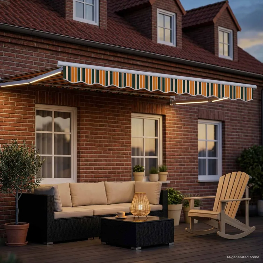 Store rétractable manuel avec LEDs Vert, Jaune, Blanc 3 x 2 m - 3