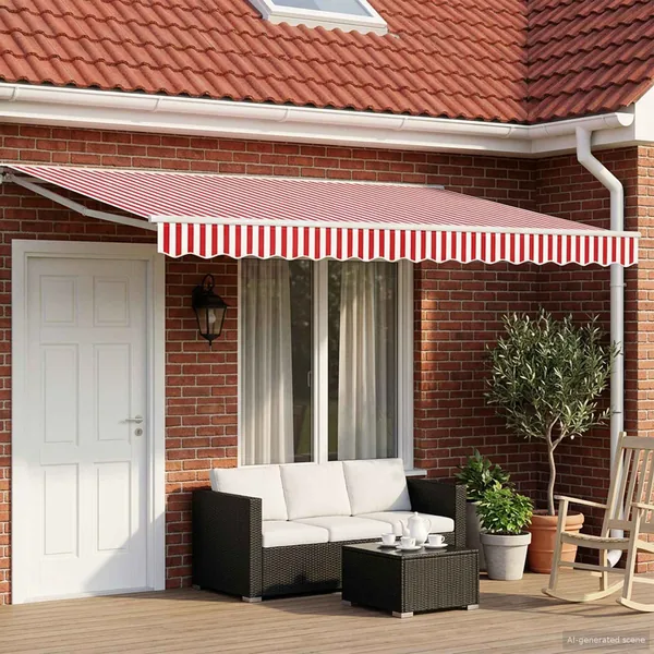 Auvent rétractable électrique Rouge et Blanc 4,5 × 3 m