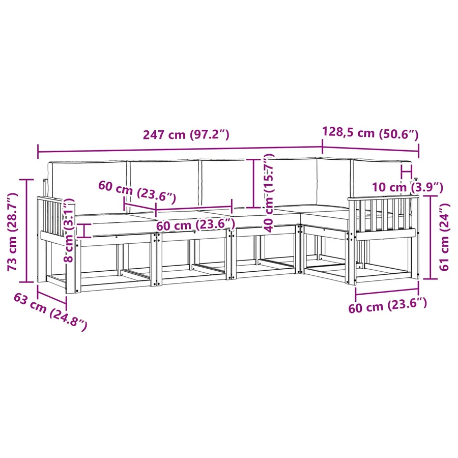 Ensemble de canapés d'extérieur 5 pcs Blanc et crème - 8