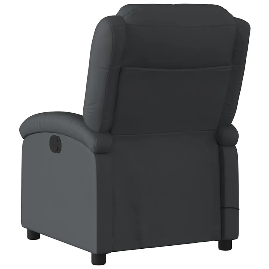Fauteuil de massage inclinable électrique noir cuir véritable - 5