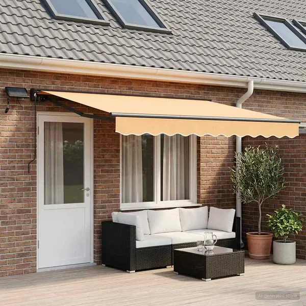 Cadre de store manuel avec LEDs Sable 4,5 × 3 m