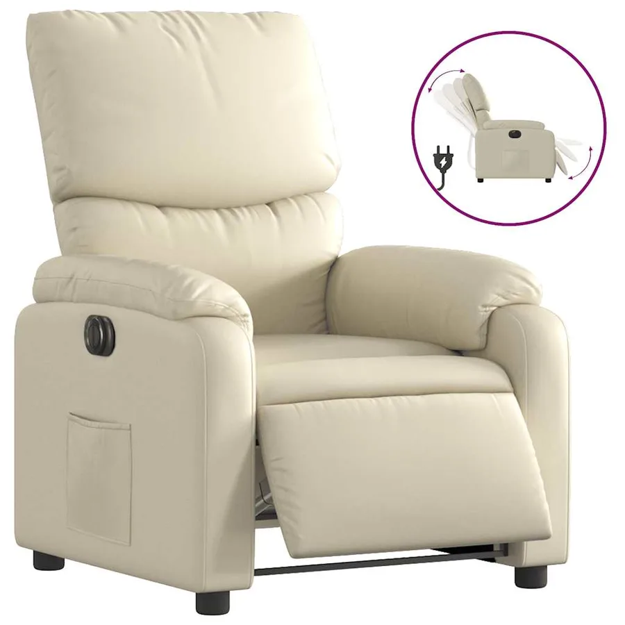 Fauteuil inclinable électrique Crème Similicuir - 2