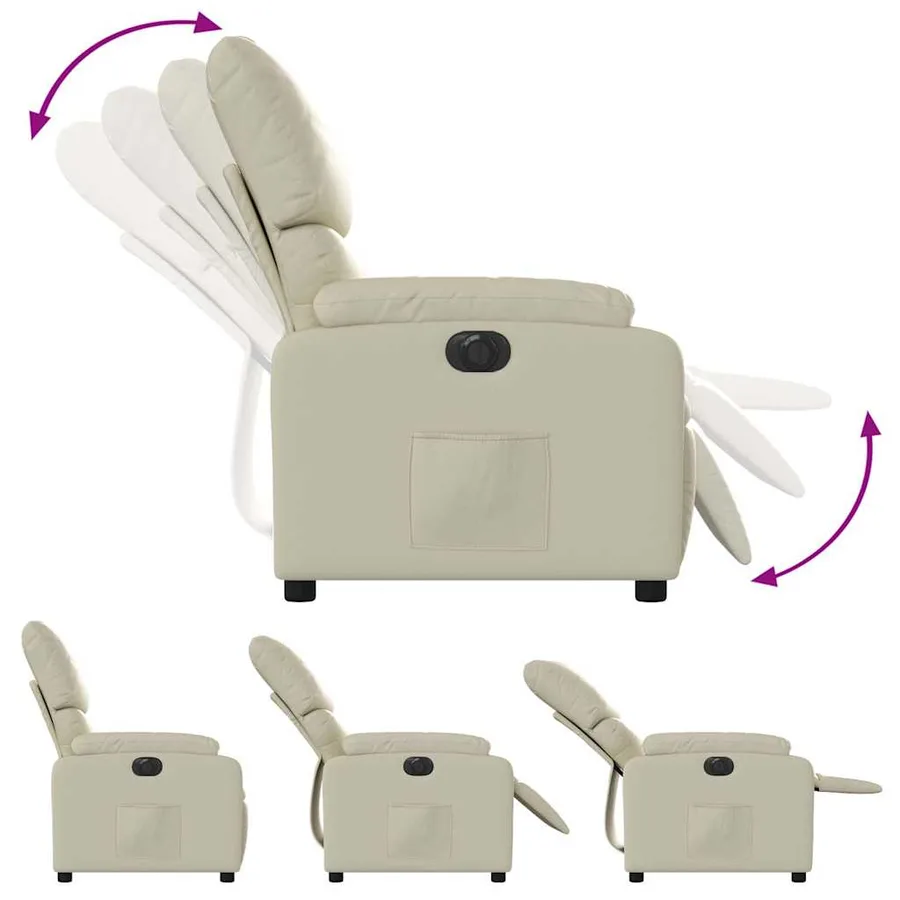 Fauteuil inclinable électrique Crème Similicuir - 7