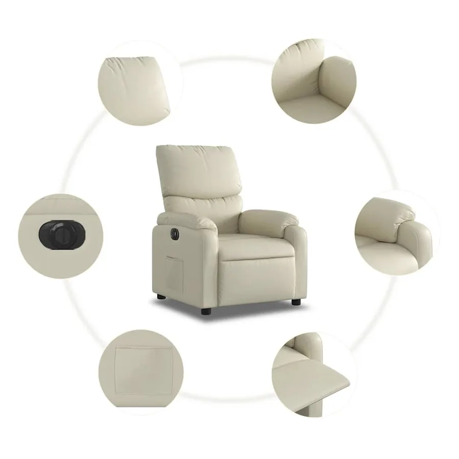 Fauteuil inclinable électrique Crème Similicuir - 8