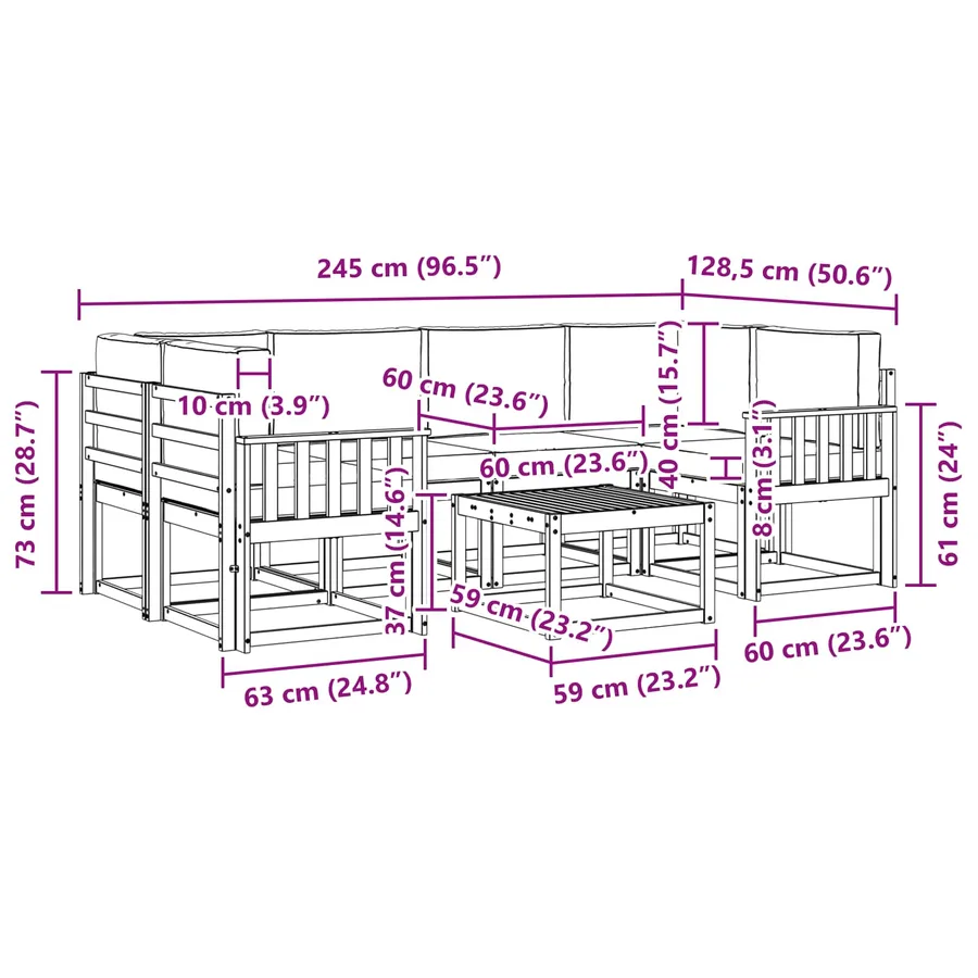 Ensemble de canapés d'extérieur 7 pcs Blanc et crème - 7