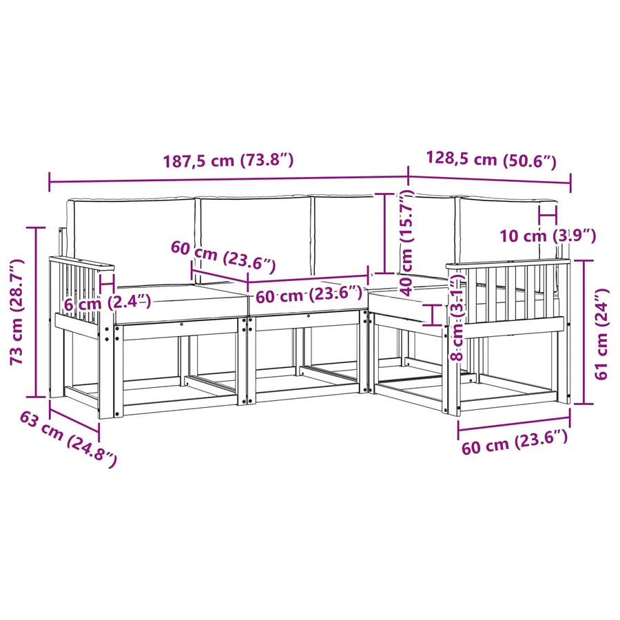 Ensemble de canapés d'extérieur 4 pcs Blanc et Beige - 7
