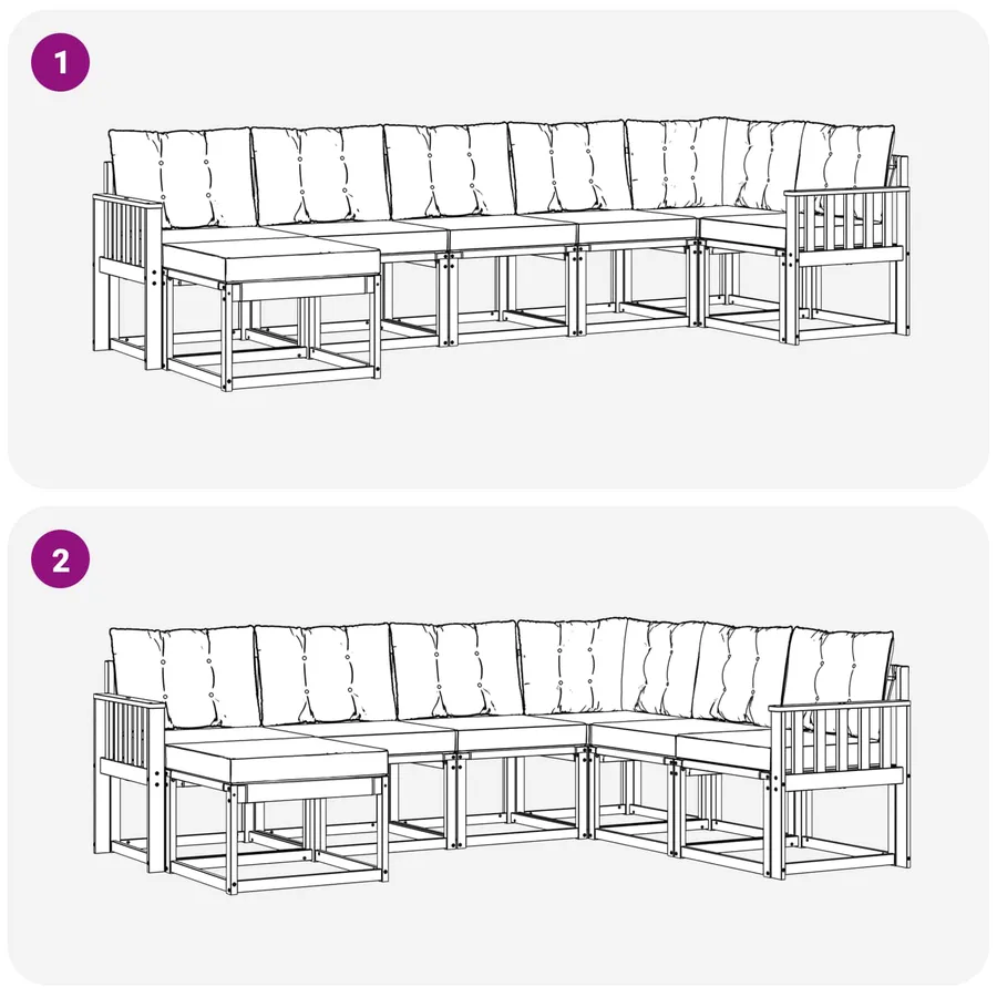 Ensemble de canapés d'extérieur 7 pcs Blanc et gris clair - 10