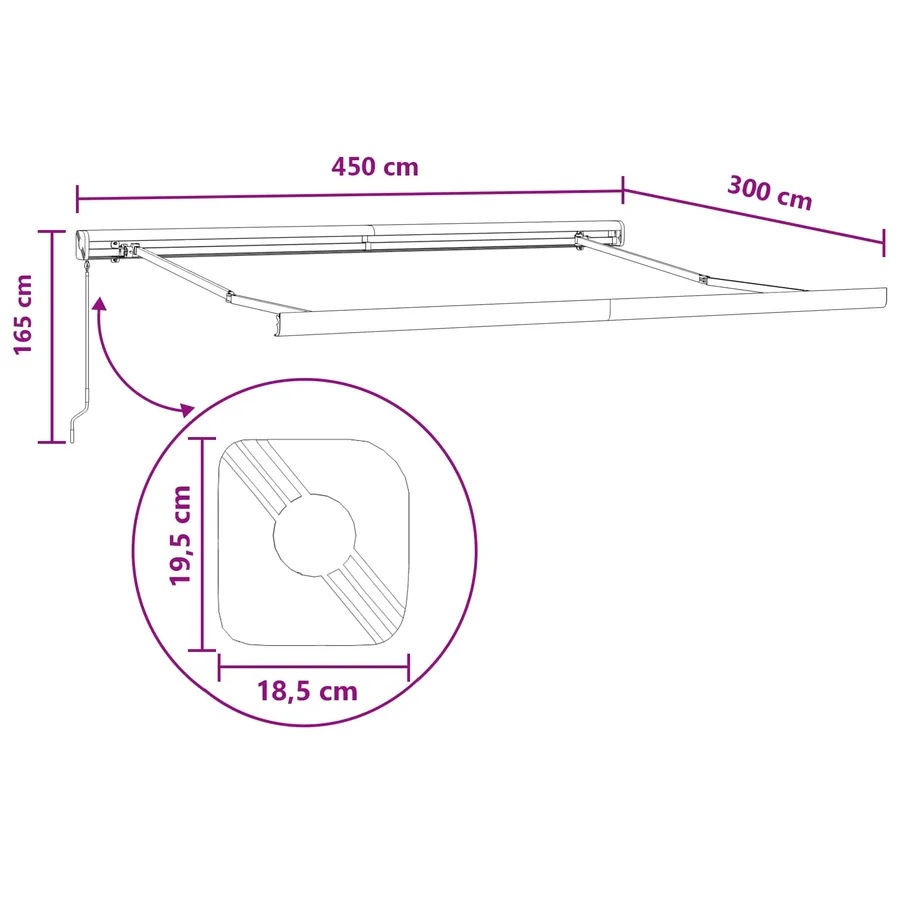 Auvent rétractable Sable 450 × 300 cm Toile et Aluminium - 7