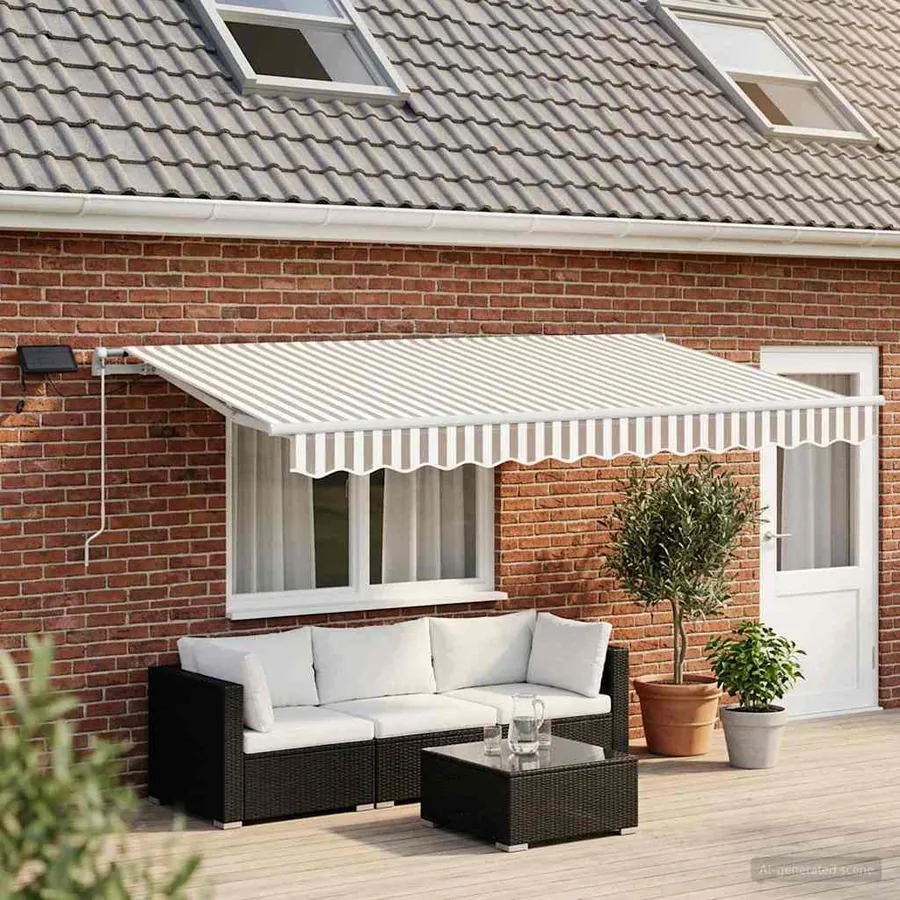 Auvent rétractable Gris clair et blanc 450 × 350 cm