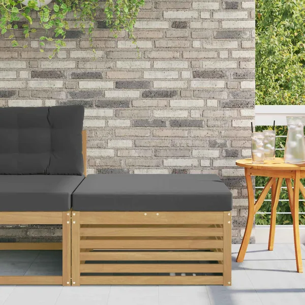Pouf d'Extérieur Bois d'Acacia Massif Blanc