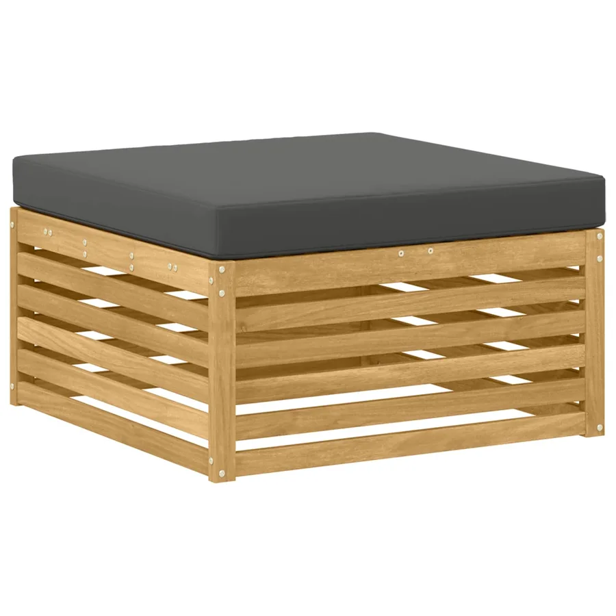 Pouf d'Extérieur Bois d'Acacia Massif Blanc - 2