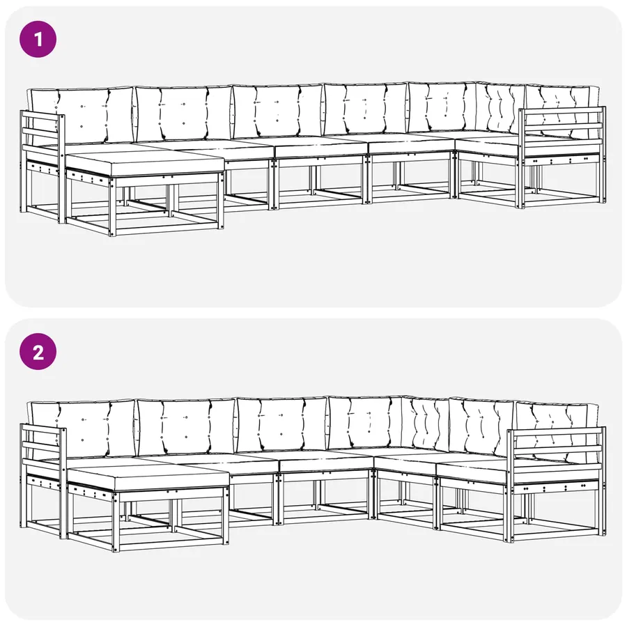 Ensemble de canapés d'extérieur 7 pcs Blanc et crème - 7