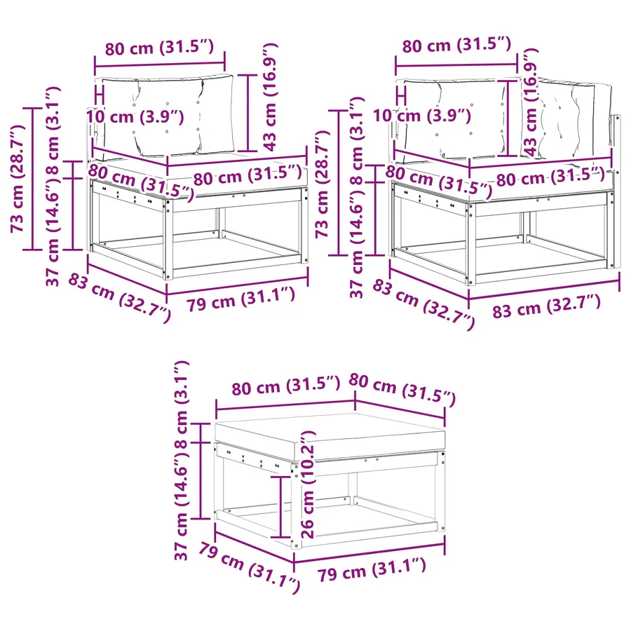 Ensemble de canapés d'extérieur 7 pcs Blanc et crème - 9