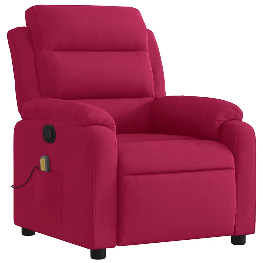 Fauteuil de massage inclinable rouge bordeaux velours - 2