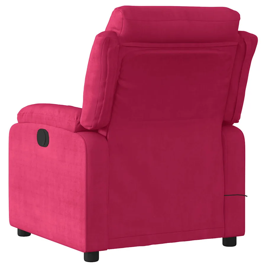 Fauteuil de massage inclinable rouge bordeaux velours - 4