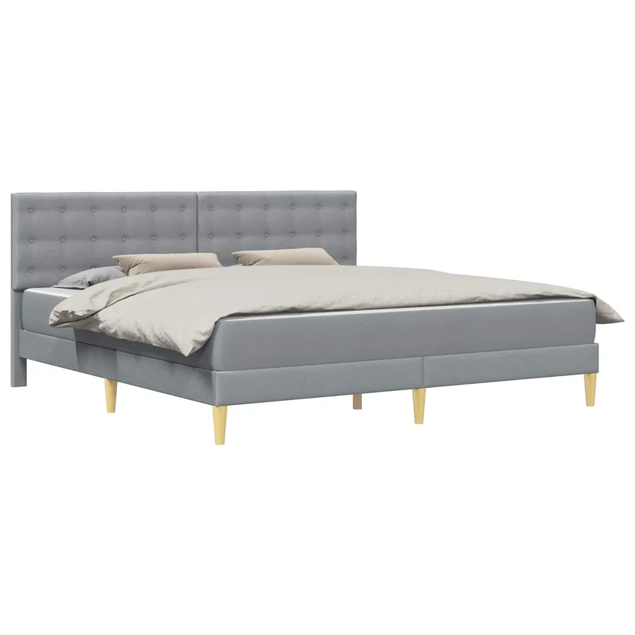 Cadre de lit avec matelas Gris clair 180 x 200 cm tissu - 2
