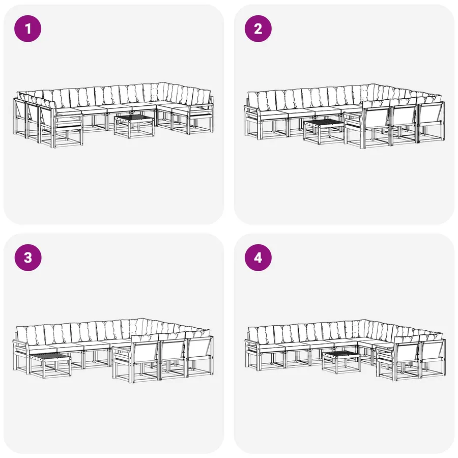 Ensemble de canapés d'extérieur 11 pcs Blanc et gris clair - 9