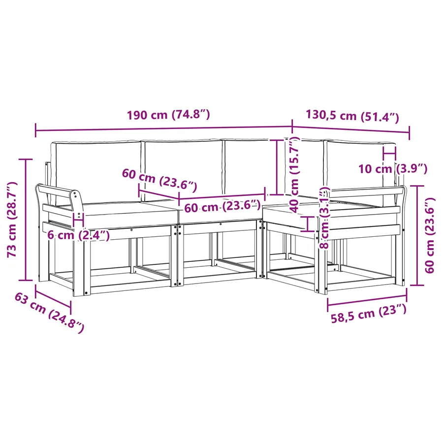 Ensemble de canapés d'extérieur 4 pcs Blanc et Beige - 7