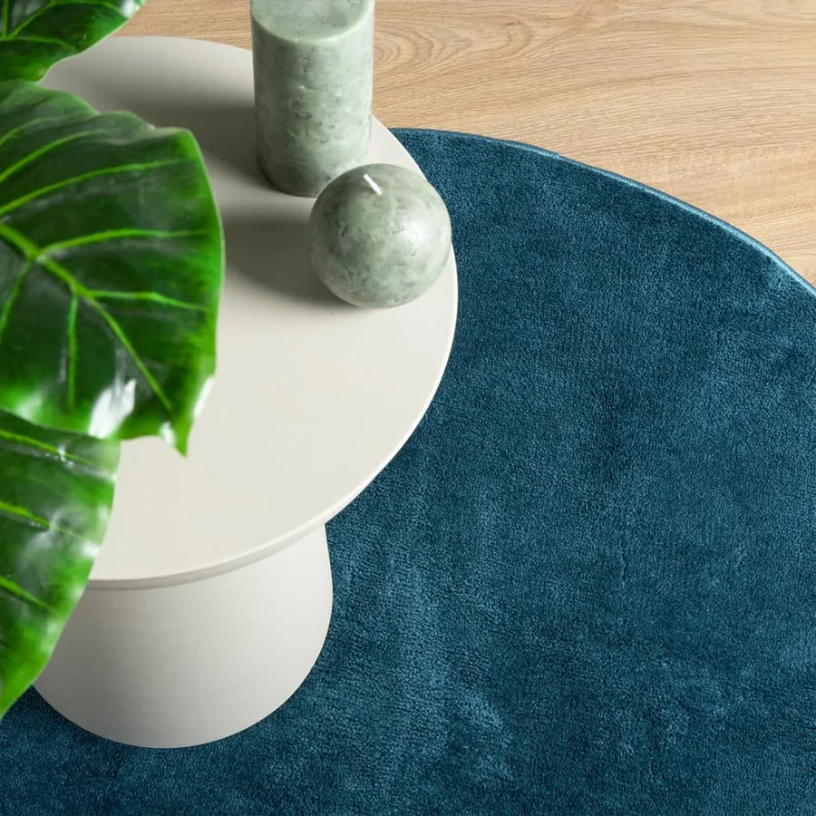 Tapis OVIEDO à poils courts turquoise Ø 160 cm - 7