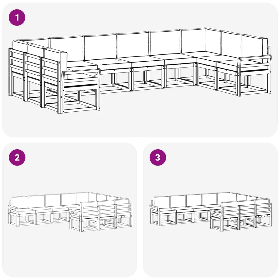 Ensemble de canapés d'extérieur 10 pcs Blanc et Beige - 7