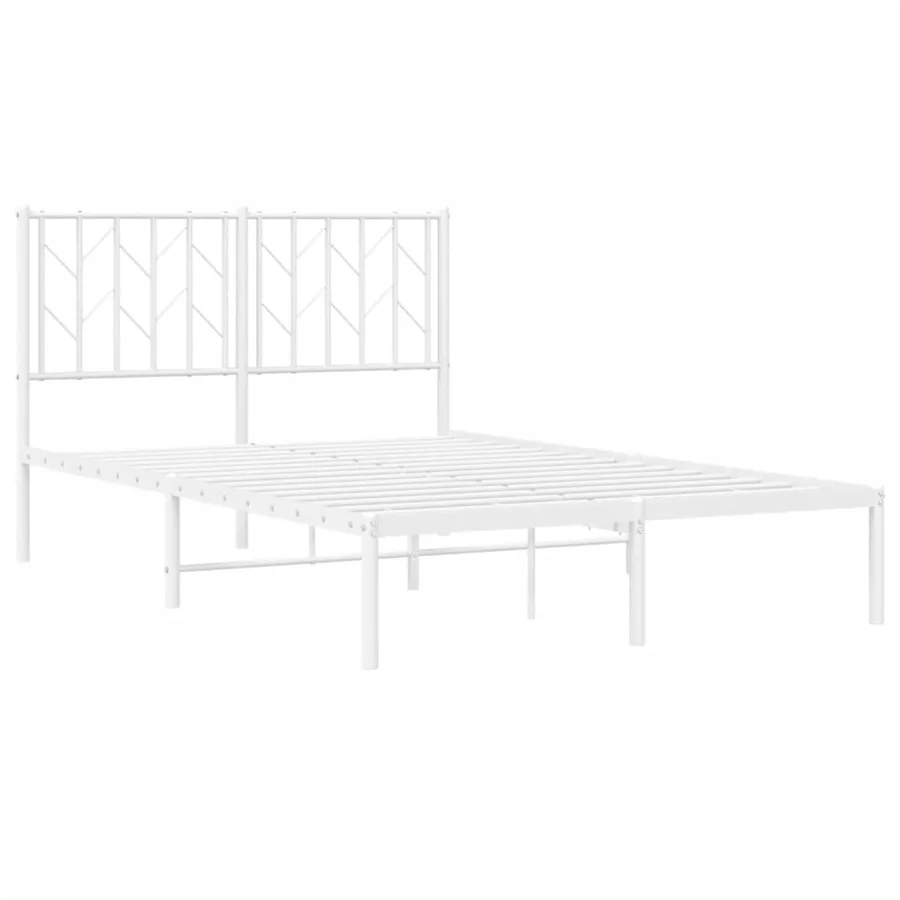 Cadre de lit métal sans matelas et tête de lit blanc 120x190 cm - 4