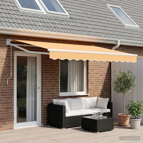 Auvent rétractable Sable 5 x 3 m Polyester et métal