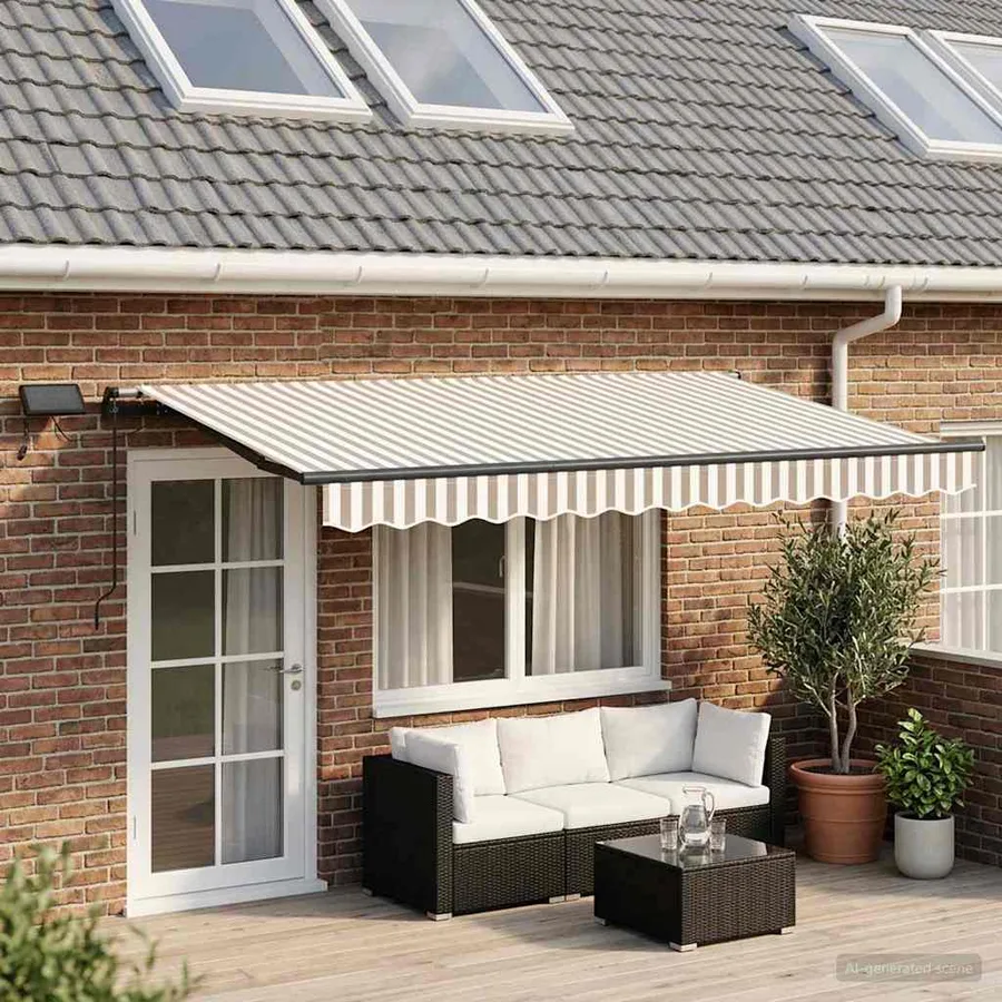 Auvent rétractable Gris clair et blanc 600 × 300 cm - 3