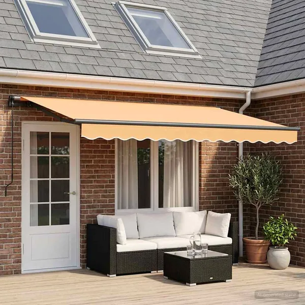 Auvent rétractable Sable 600 × 300 cm Polyester et Aluminium