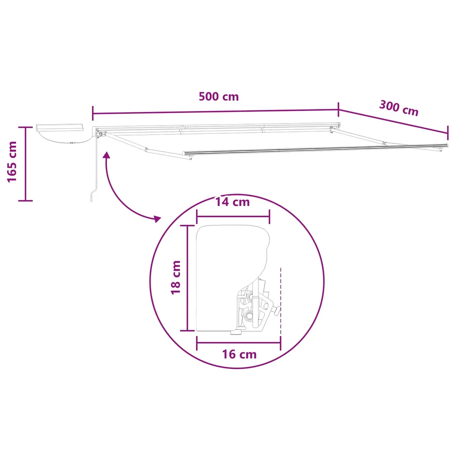 Auvent rétractable électrique Sable 5 x 3 m - 9