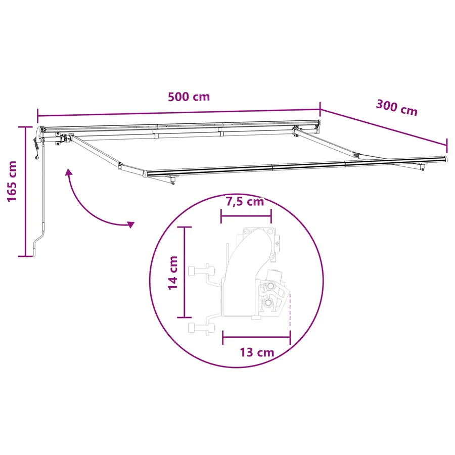 Auvent rétractable Sable 500 × 300 cm Tissu et Aluminium - 8