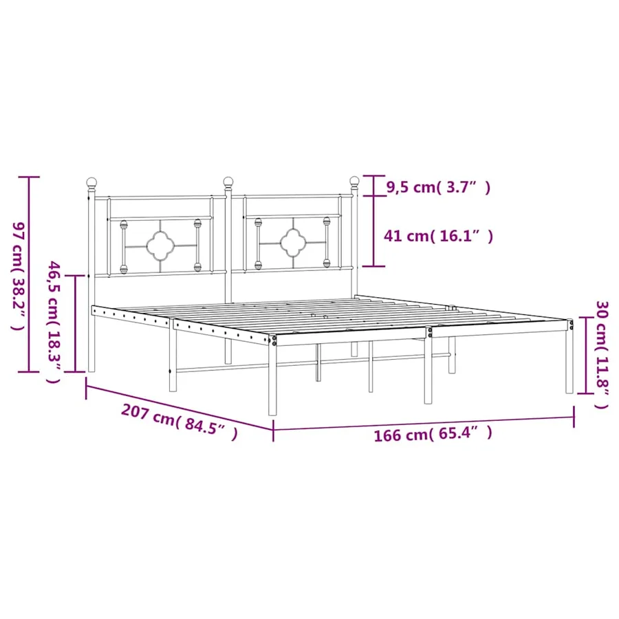 Cadre de lit métal sans matelas et tête de lit blanc 160x200 cm - 11