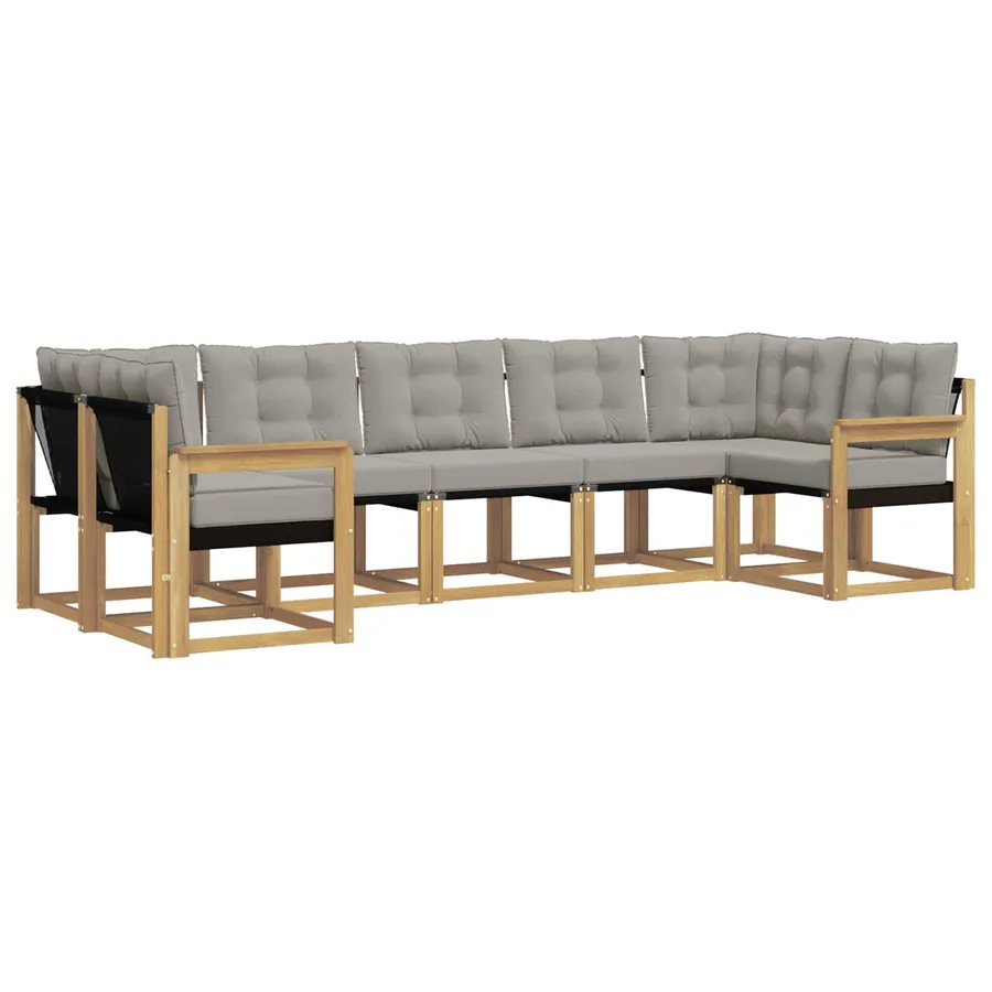Ensemble de canapés d'extérieur 7 pcs Blanc et gris clair - 2