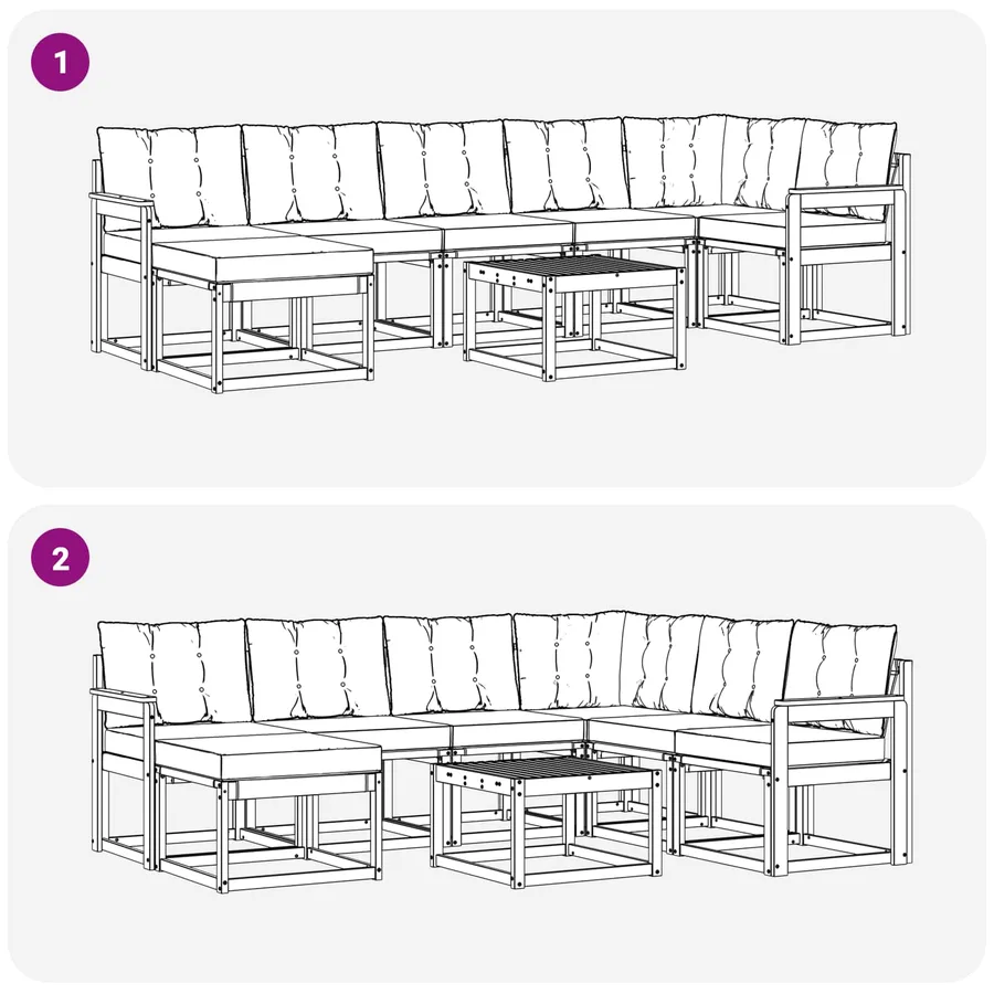 Ensemble de canapés d'extérieur 8 pcs Blanc et Beige - 11