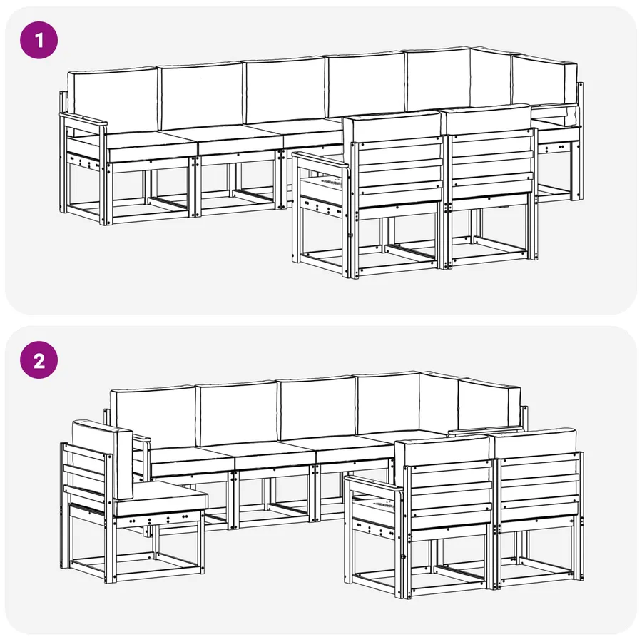 Ensemble de canapés d'extérieur 8 pcs Blanc et crème Polyester - 7