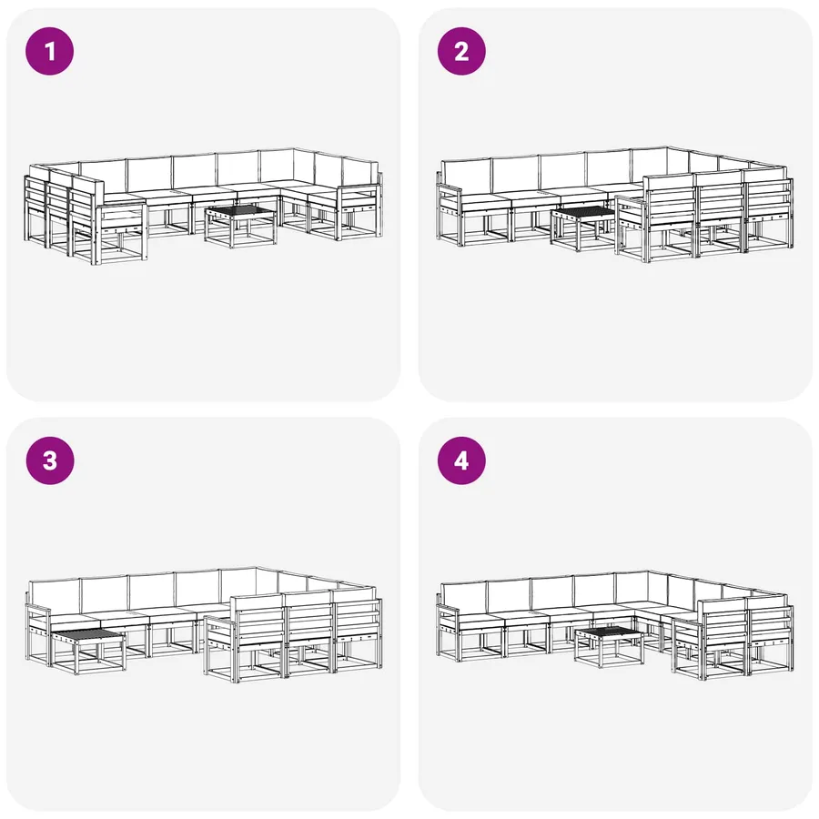 Ensemble de canapés d'extérieur 11 pcs Blanc et Beige - 7
