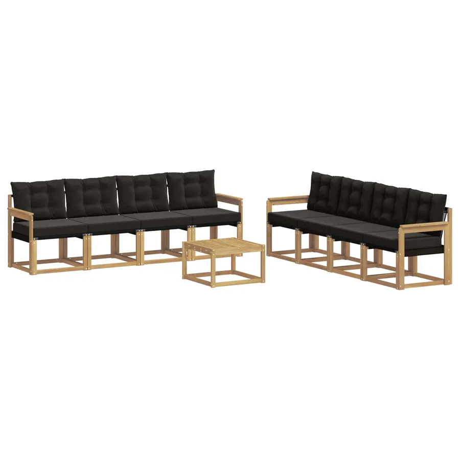 Ensemble de canapés d'extérieur 9 pcs Blanc et noir - 2